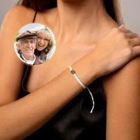 Thumbnail for White Photo Bracelet by Brother & Sisters, featuring a personalized circle pendant with a beloved photo.