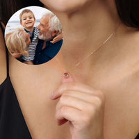 Thumbnail for Personalised Circle Necklace with custom pendant holding a picture, featuring skilled craftsmanship by Brother & Sisters.