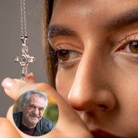 Thumbnail for Cross Photo Necklace showcasing personalized photo projection in a beautiful cross pendant by Brother & Sisters.