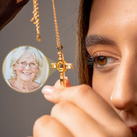 Thumbnail for Cross Photo Necklace featuring a customizable photo projection pendant from Brother & Sisters.