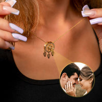 Thumbnail for Dream Catcher Photo Necklace showcasing a couple's photo, perfect for cherishing memories. By Brother & Sisters.