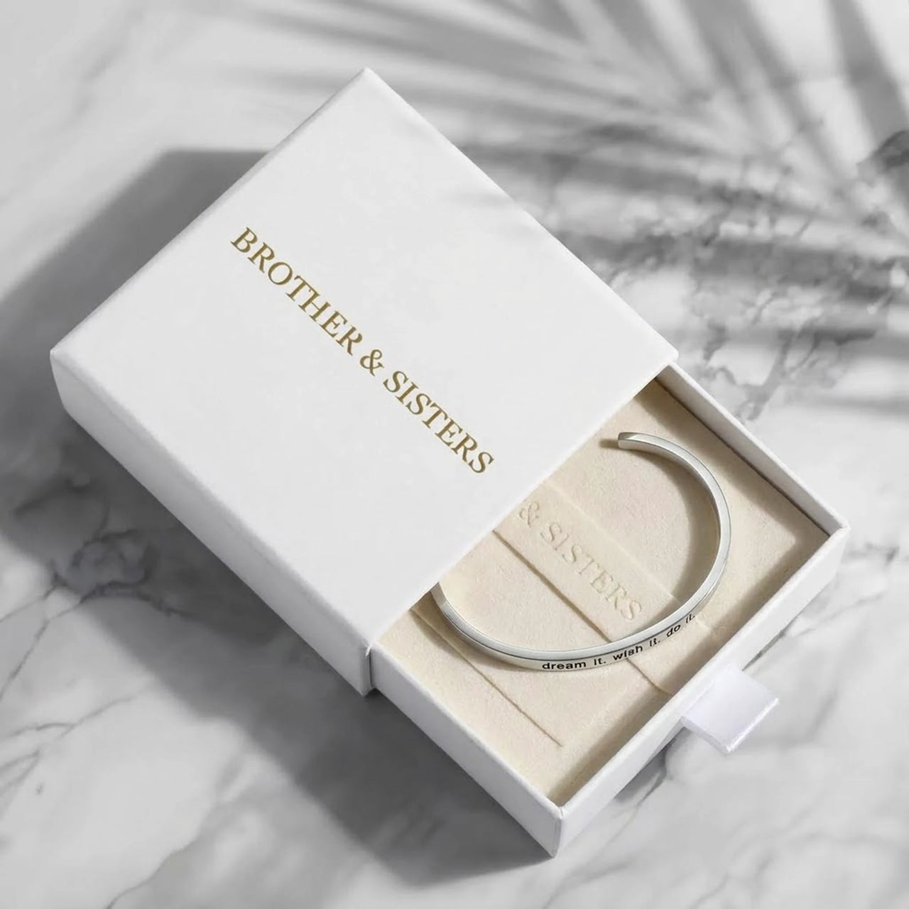 Silver engraved cuff bracelet in the Brother & Sisters gift box | SKU: 4214557-silver-plated