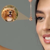 Thumbnail for Drop Photo Necklace with a stylish pendant showcasing a dog's photo on display.