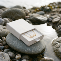 Thumbnail for Engraved Letter Anklet in Brother & Sisters gift box on beach