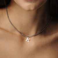 Thumbnail for Eternal Initial Necklace, silver necklace with letter 'K', featuring timeless elegance by Brother & Sisters.
