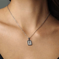 Thumbnail for Glitter Initial Necklace by Brother & Sisters featuring a sparkling letter pendant on a silver chain.