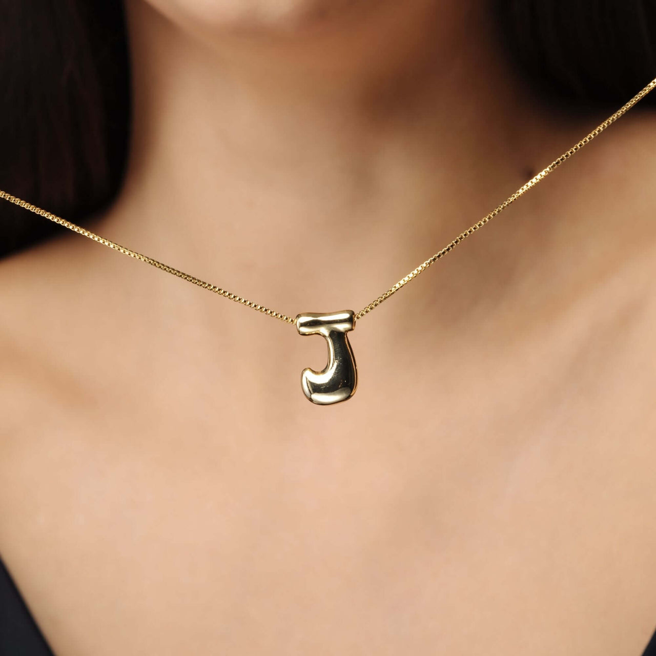 Balloon Initial Necklace - Trendy gold jewelry with custom letter design by Brother & Sisters.