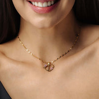 Thumbnail for Feminine Initial Necklace – Gold necklace from Brother & Sisters with floral design and timeless elegance.