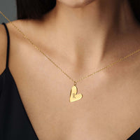 Thumbnail for Romantic Initial Necklace - Gold heart-shaped pendant with initial R, perfect personalized jewelry from Brother & Sisters.