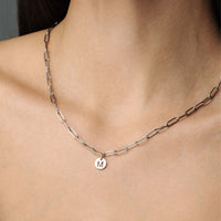 Thumbnail for Trendy Initial Necklace featuring a silver chain and personalized M pendant by Brother & Sisters.