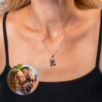 Thumbnail for Half-Heart Photo Necklace Set worn, featuring a personalized photo locket charm highlighting cherished moments.