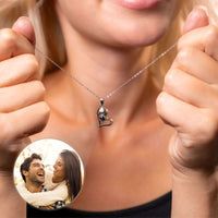 Thumbnail for Half-Heart Photo Necklace Set worn by a woman showcasing a personalized photo heart charm, ideal gift from Brother & Sisters.