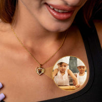 Thumbnail for Hearts Photo Necklace by Brother & Sisters showcasing a heart-shaped locket with a cherished photo.