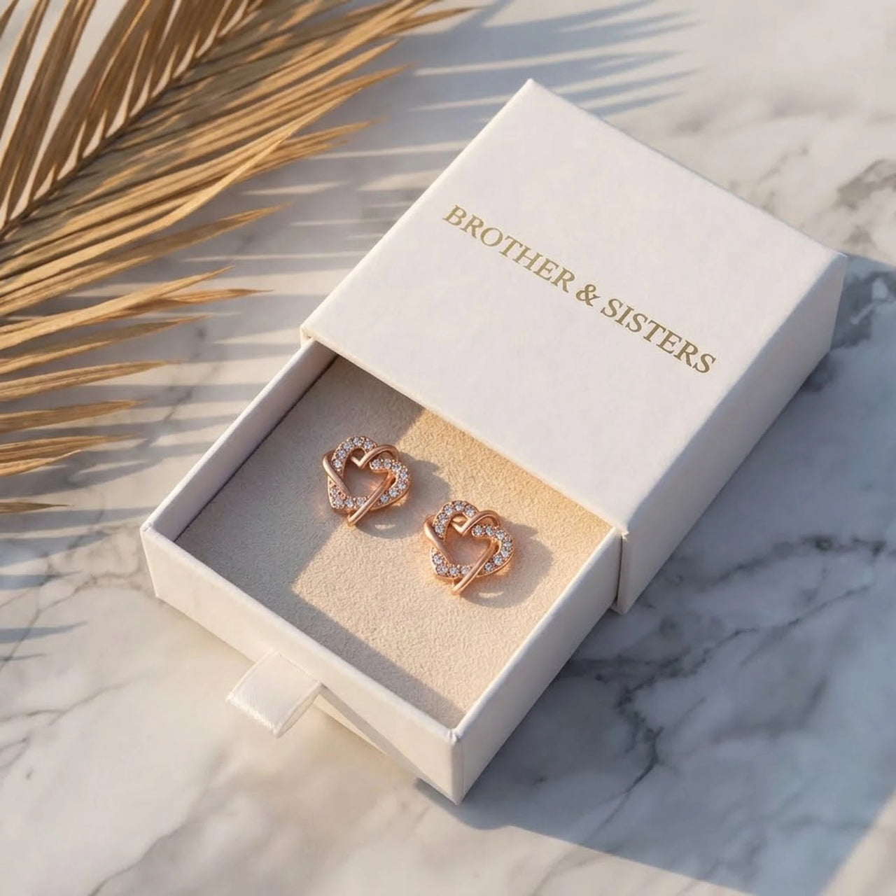 Orecchini cuore — nella scatola regalo, oro rosa | SKU: 419593-rose-gold