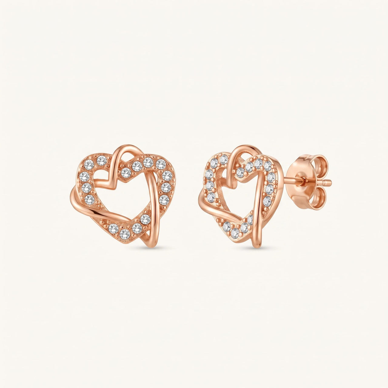 Orecchini cuore — foto prodotto su sfondo bianco, oro rosa | SKU: 419593-rose-gold