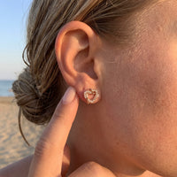 Thumbnail for Orecchini cuore — foto indossata, misura reale, oro rosa | SKU: 419593-rose-gold