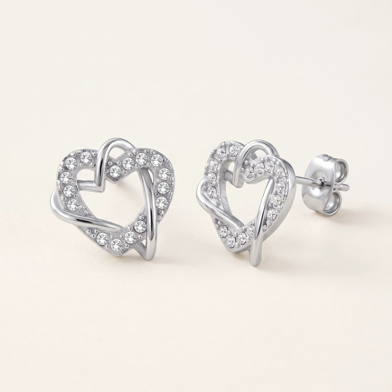 Orecchini cuore argento — foto prodotto su sfondo bianco, argento | SKU: 4478648-platinum-plated-clear