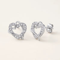 Thumbnail for Orecchini cuore argento — foto prodotto su sfondo bianco, argento | SKU: 4478648-platinum-plated-clear