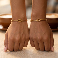 Thumbnail for Best friends matching knot bracelets gold café date