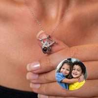Thumbnail for Horn Photo Necklace featuring a personalized heart pendant and a photo of two kids, a keepsake by Brother & Sisters.