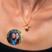 Thumbnail for Horn Photo Necklace featuring a personalized photo pendant by Brother & Sisters, elegantly showcasing cherished memories.