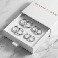 Thumbnail for Huggie Hoop Earrings Set of 4 Pairs in Silver in the Brother & Sisters gift box | SKU: huggie-set-silver