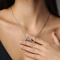 Thumbnail for Kitty Name Necklace by Brother & Sisters, personalized silver necklace showcasing custom name with heart design.