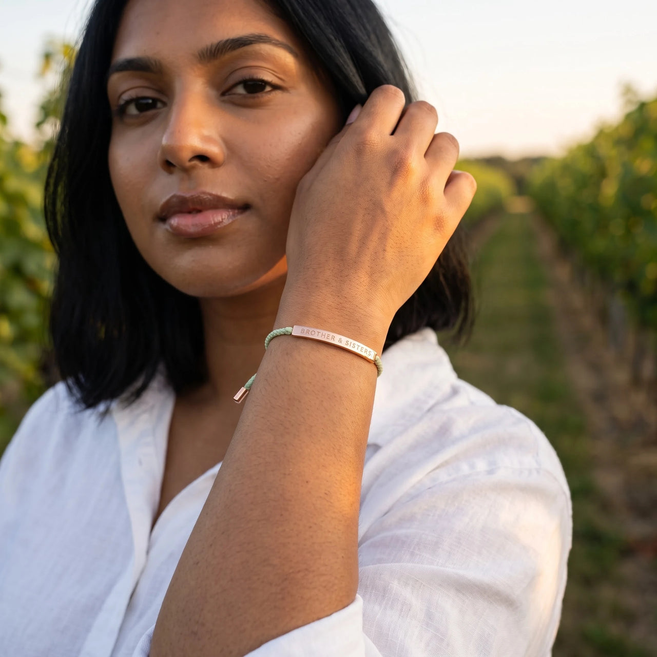 La Nature, rose gold bracelet — worn gesture | SKU: lanature-rg
