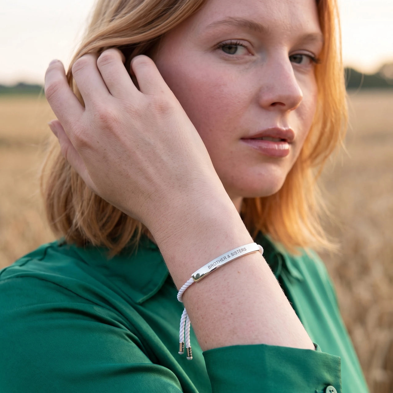 La Perle, silver bracelet — worn gesture | SKU: laperle-wg