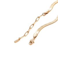 Thumbnail for Layla gold anklet close-up packshot — 3mm flat herringbone snake chain texture, hypoallergenic 316L steel core