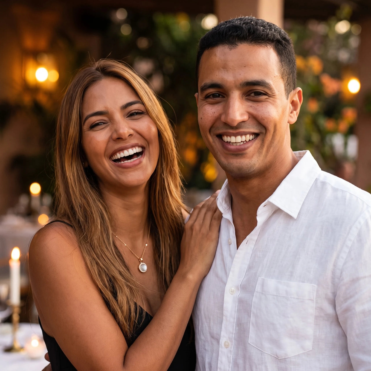 The Moonstone, gold necklace — couple | SKU: lelunaire
