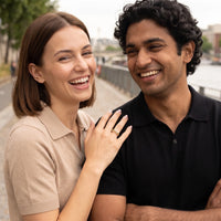 Thumbnail for Couple moment, she wears the Butterfly ring in gold | SKU: lepapillon
