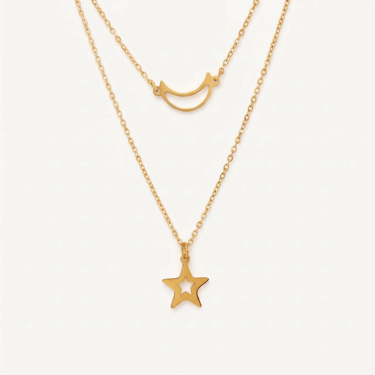 Moon & Star Necklace, gold necklace — packshot | SKU: letoile-g