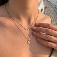 Thumbnail for Moon & Star Necklace, gold necklace — real size | SKU: letoile-g