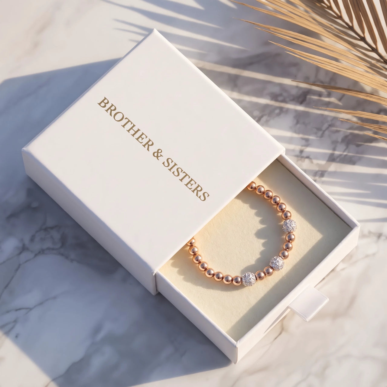 Bracciale palline — nella scatola regalo, oro rosa | SKU: 25535342-rose-gold
