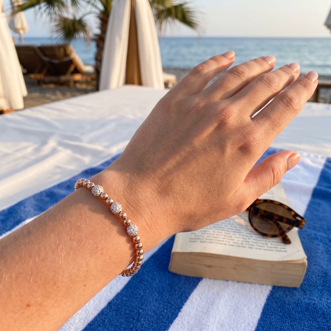 Gioielli in acciaio — foto indossata, misura reale, oro rosa | SKU: 25535342-rose-gold