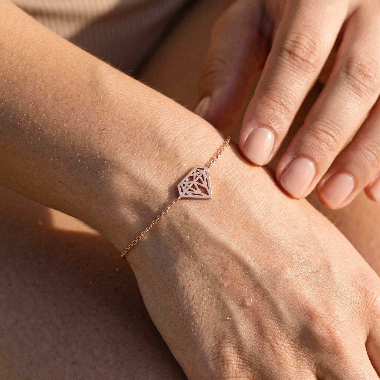 Bracciale catenina — primo piano dei dettagli, oro rosa | SKU: 11662607-rose-gold