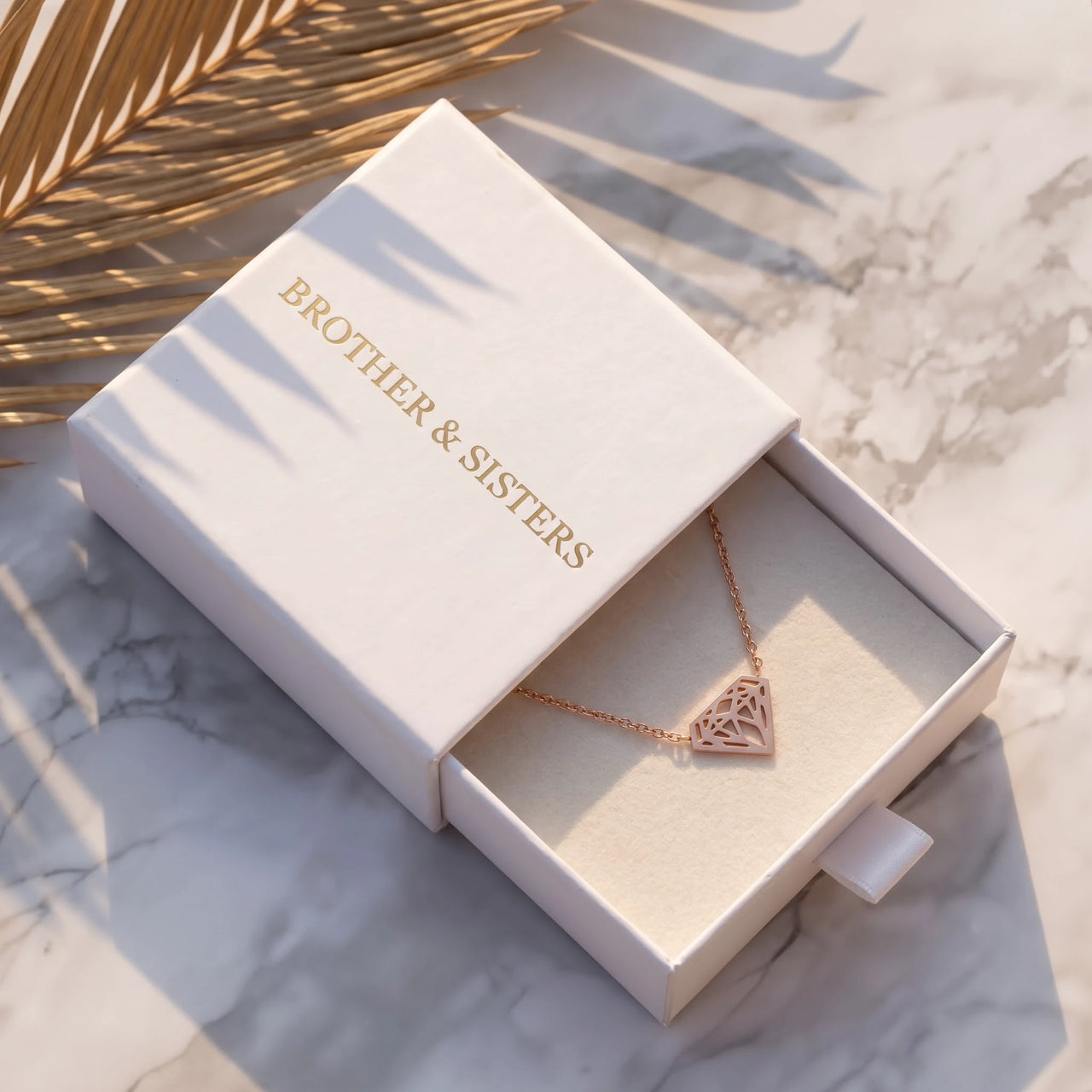 Collana geometrica — nella scatola regalo, oro rosa | SKU: 12791388-rose-gold