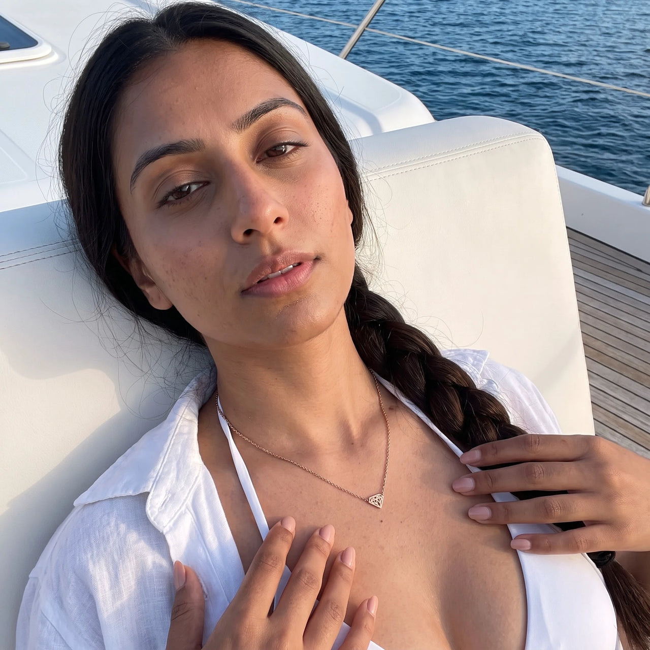 Collana geometrica — foto indossata, oro rosa | SKU: 12791388-rose-gold