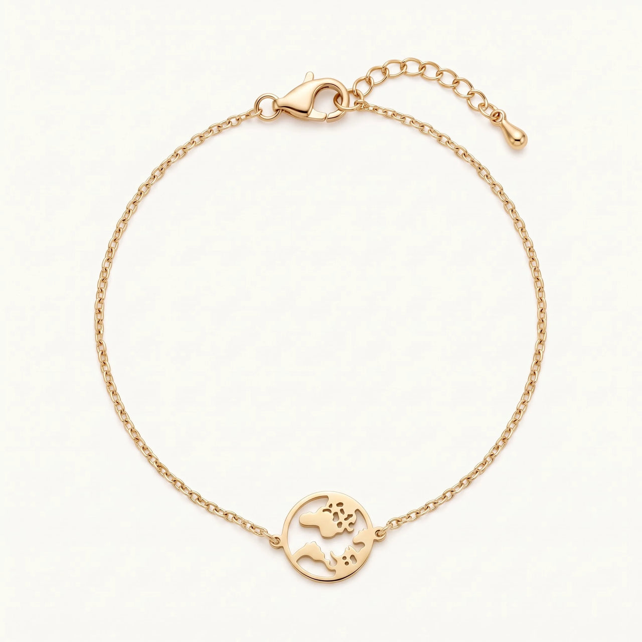 Bracciale mappamondo — foto prodotto su sfondo bianco, oro | SKU: 22665062-gold