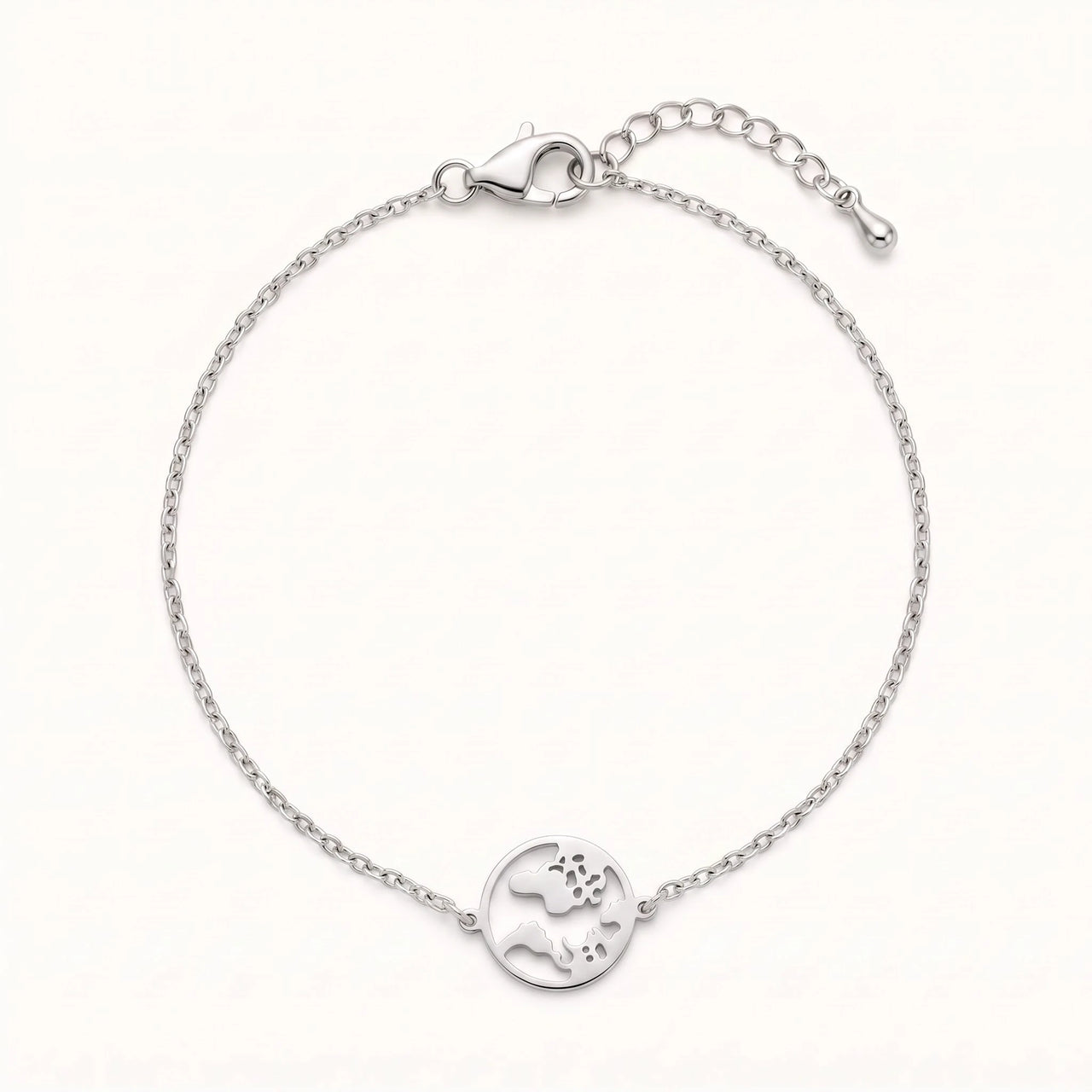 Bracciale mappamondo — foto prodotto su sfondo bianco, argento | SKU: 22665062-white-gold