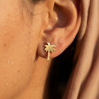 Thumbnail for Orecchini palma — primo piano dei dettagli, oro | SKU: 10287609-gold-color