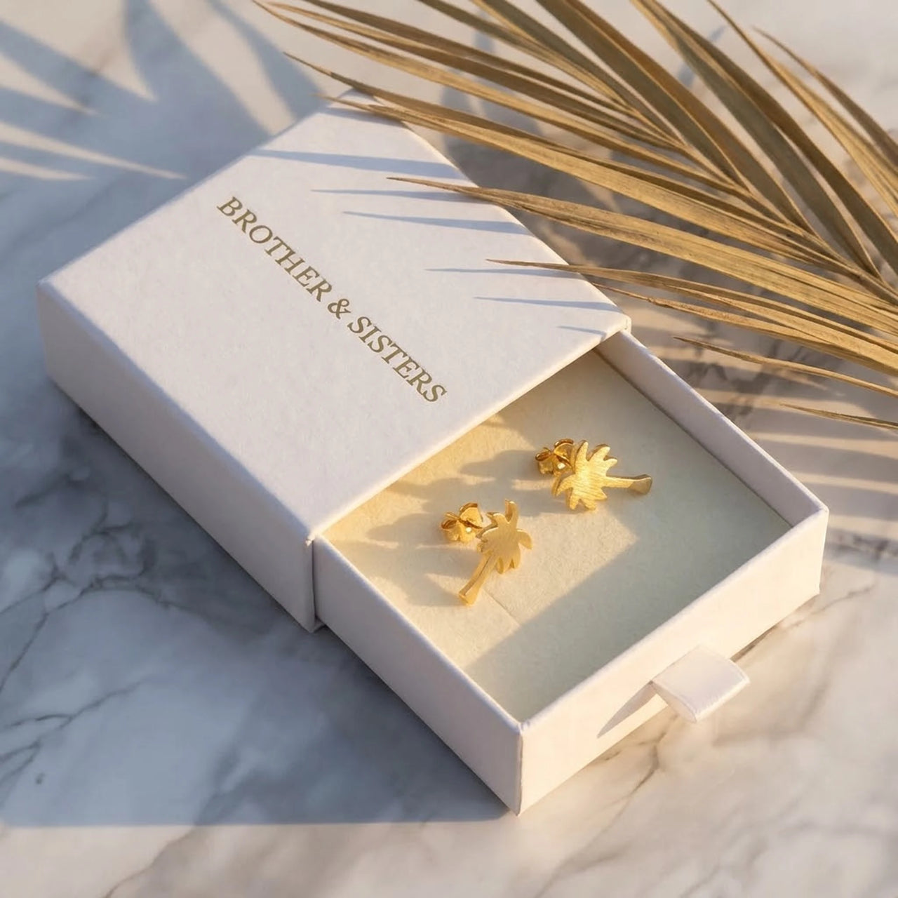 Orecchini palma — nella scatola regalo, oro | SKU: 10287609-gold-color