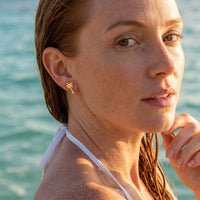 Thumbnail for Orecchini palma — foto indossata in acqua, waterproof, oro | SKU: 10287609-gold-color