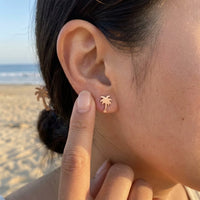 Thumbnail for Orecchini palma — foto indossata, misura reale, oro rosa | SKU: 10287609-rose-gold-color