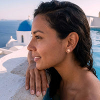 Thumbnail for Orecchini acciaio — foto indossata in riva all'acqua, oro rosa | SKU: 10287609-rose-gold-color