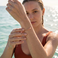 Thumbnail for Rose gold charm bracelet worn in the sea, waterproof stainless steel with water drops | SKU: 9178613-rose-gold