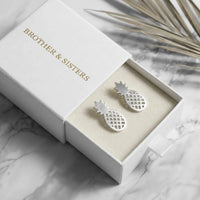 Thumbnail for Orecchini ananas — nella scatola regalo, argento | SKU: 437186-silver-plated