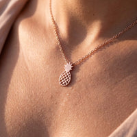 Thumbnail for Close-up of the rose gold necklace worn on the skin | SKU: 8050907-rose-gold