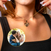 Thumbnail for Love Photo Necklace featuring a heart-shaped pendant showcasing a personal photo, by Brother & Sisters.